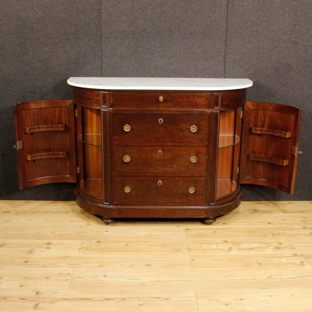 Gilt 19th Century Demilune Dresser in Mahogany with Marble Top