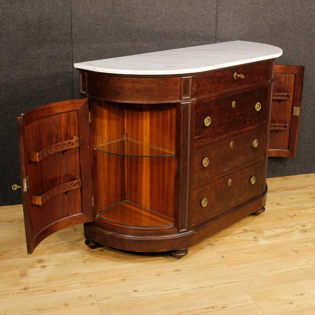 19th Century Demilune Dresser in Mahogany with Marble Top In Good Condition In Vicoforte, Piedmont