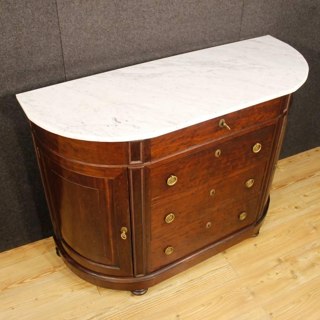 19th Century Demilune Dresser in Mahogany with Marble Top 1