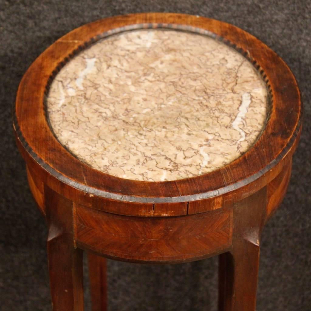 Napoleon III 19th Century Inlaid Side Table with Marble Top