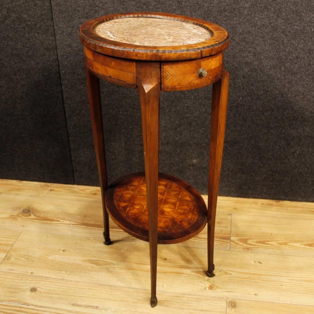 19th Century Inlaid Side Table with Marble Top 1