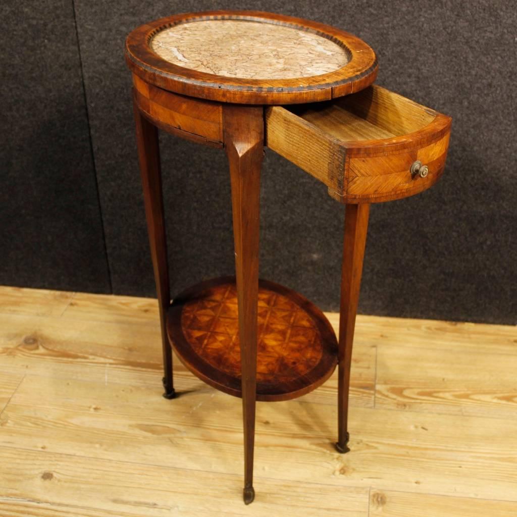19th Century Inlaid Side Table with Marble Top 2