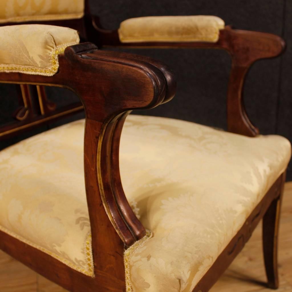20th Century Pair of Spanish Armchairs in Modernist Style in Mahogany 1