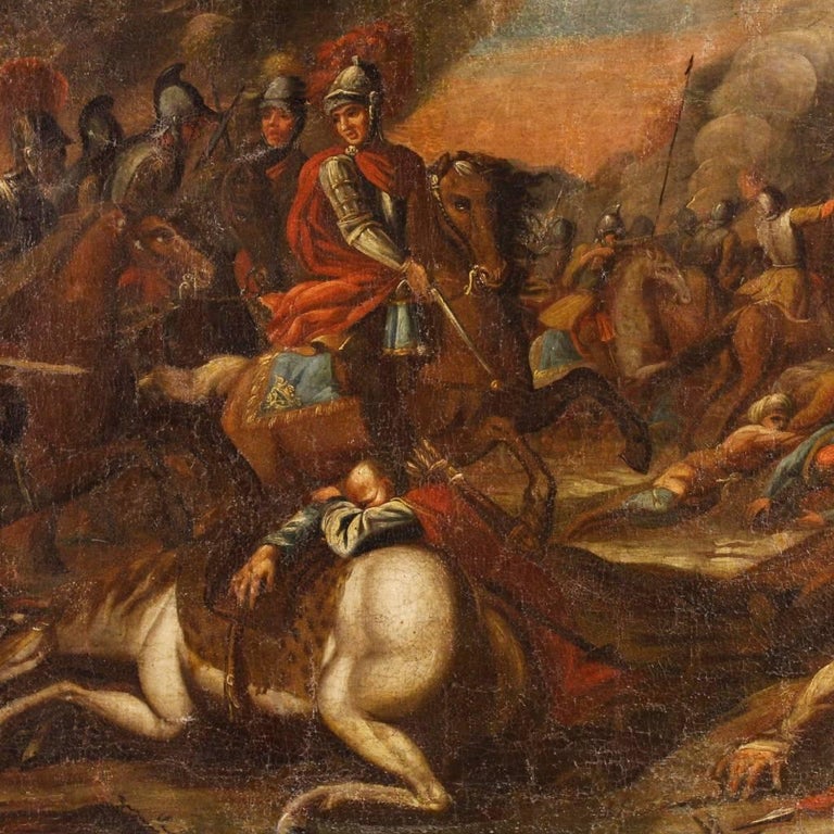 18th Century Battle Painting Oil on Canvas For Sale at 1stDibs