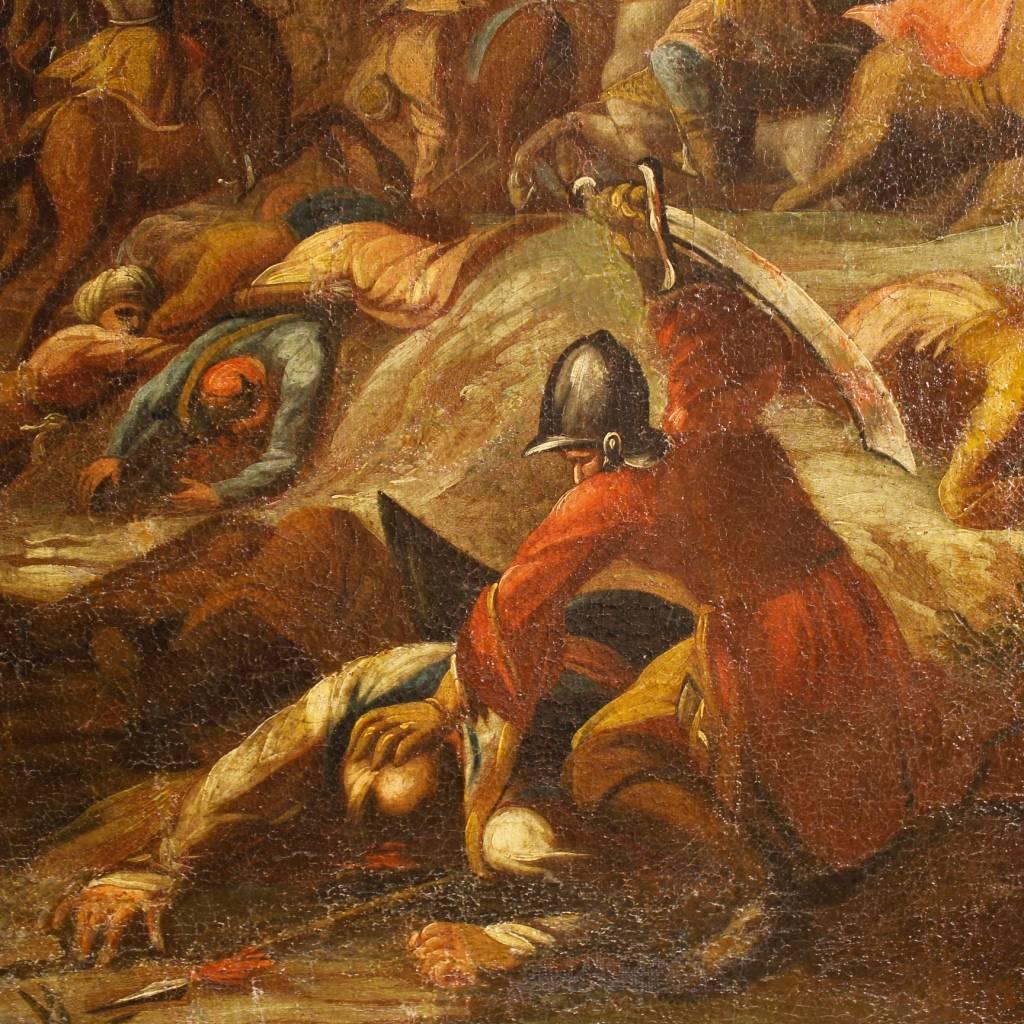 18th Century Battle Painting Oil on Canvas 2