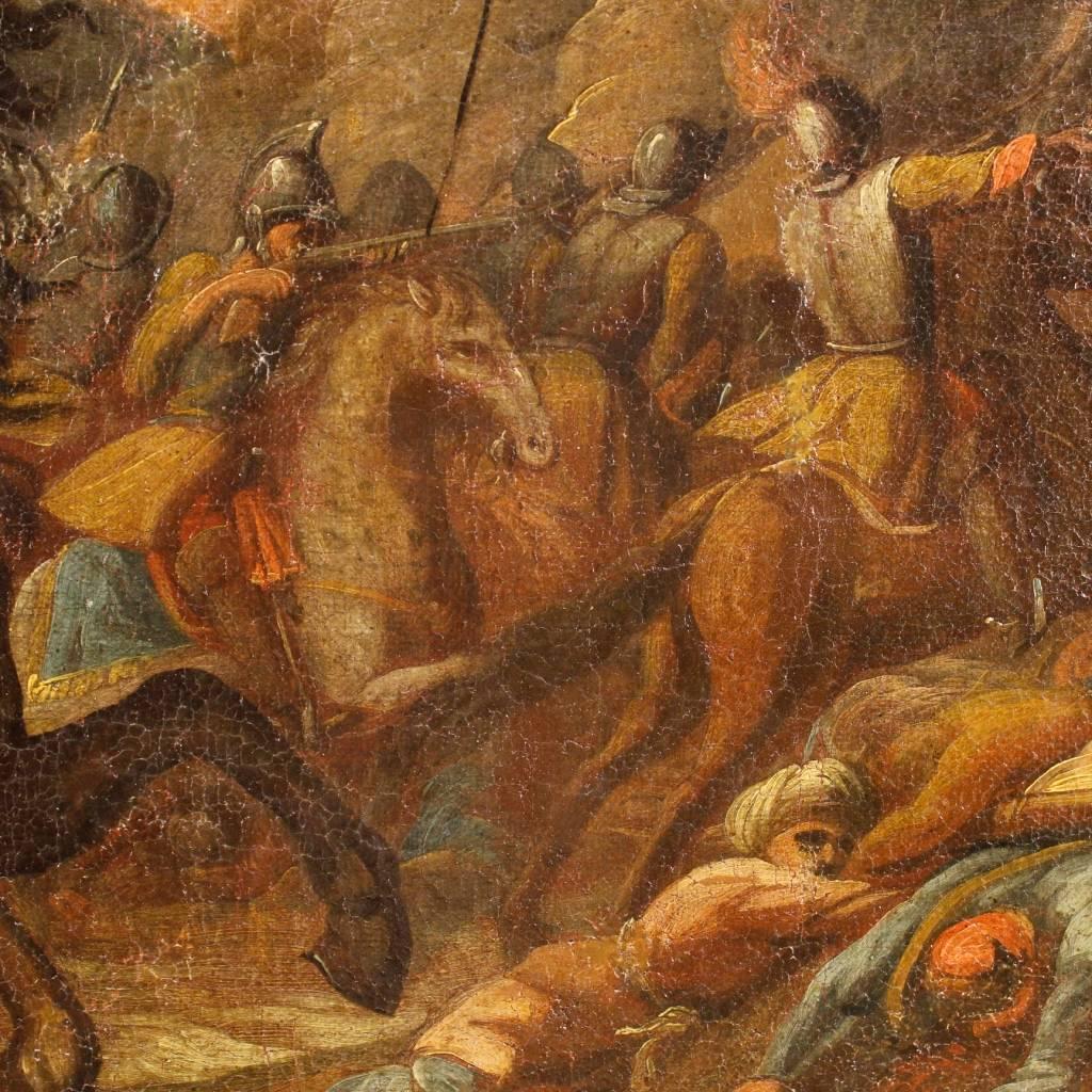 18th Century Battle Painting Oil on Canvas 4