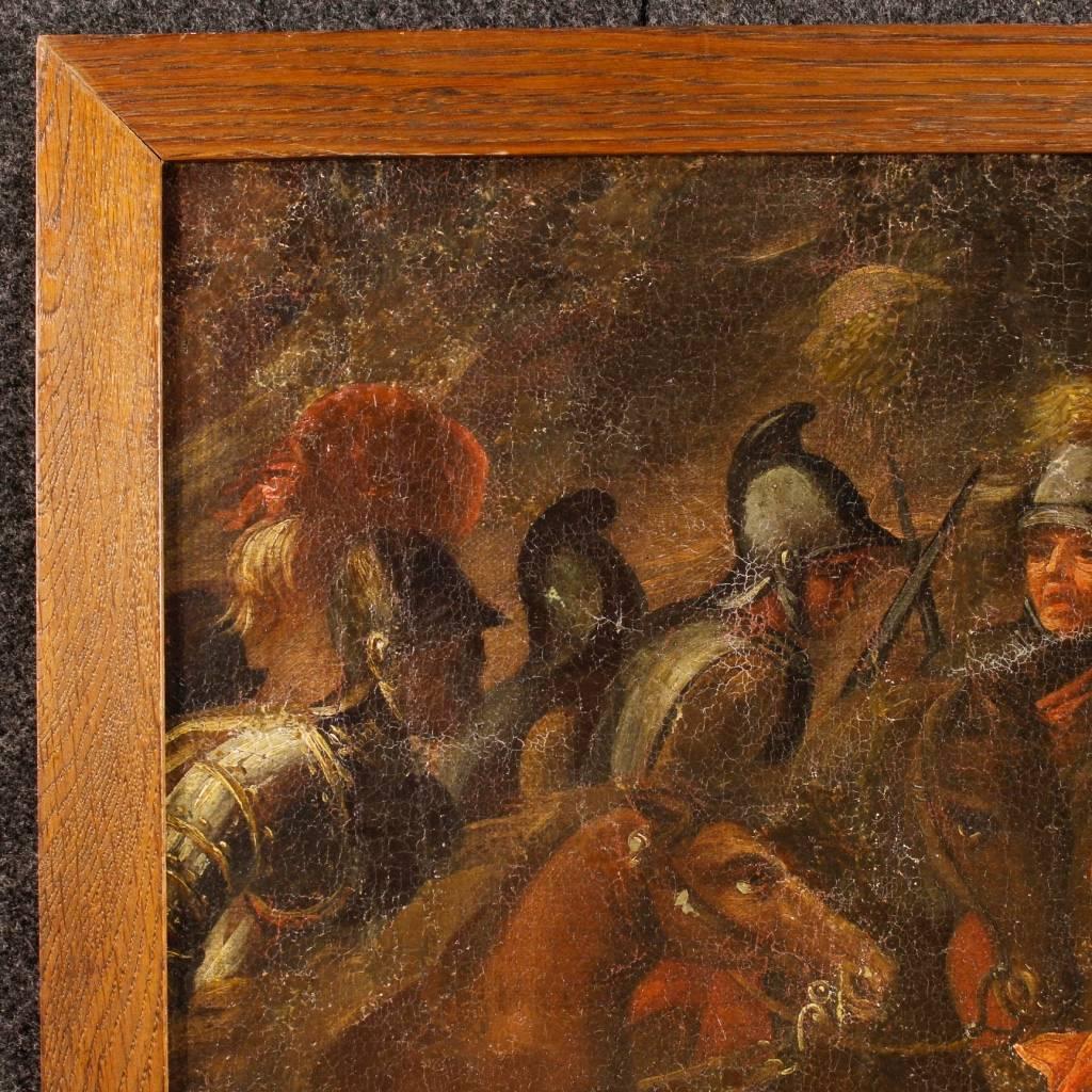 18th Century Battle Painting Oil on Canvas 5