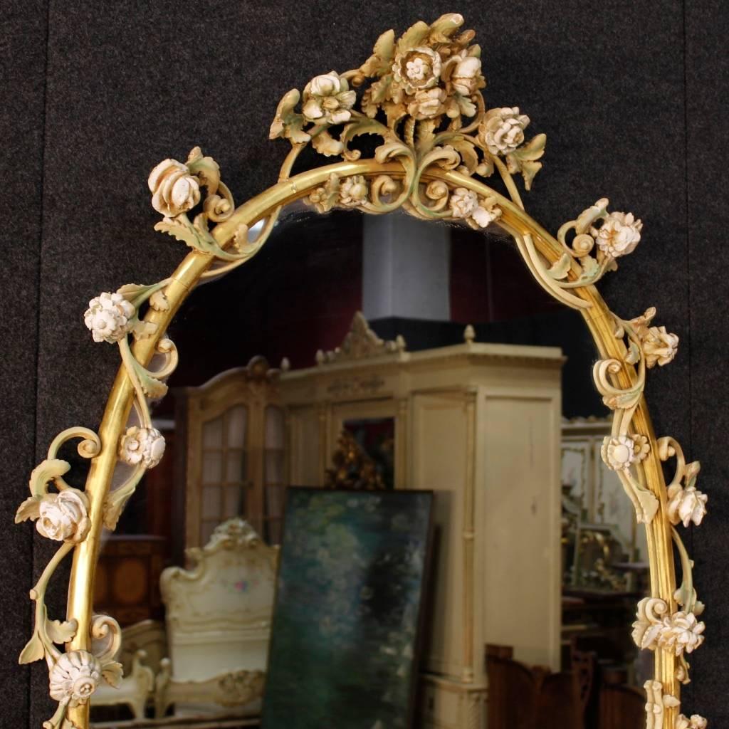 Italian 20th Century Mirror in Lacquered and Painted Wood