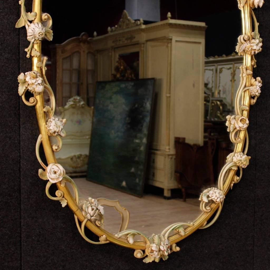 20th Century Mirror in Lacquered and Painted Wood In Good Condition In Vicoforte, Piedmont