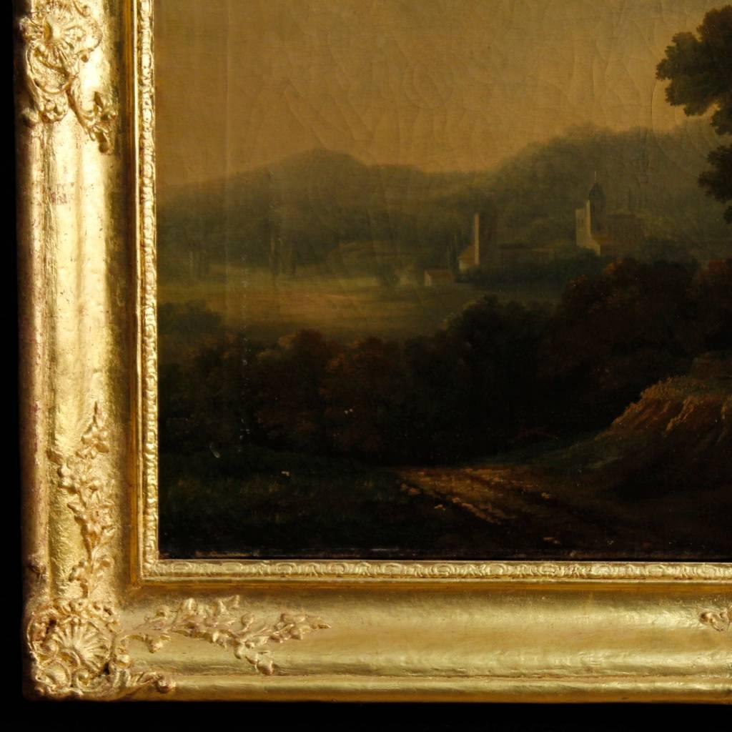 French 19th Century Painting Landscape with Architectures