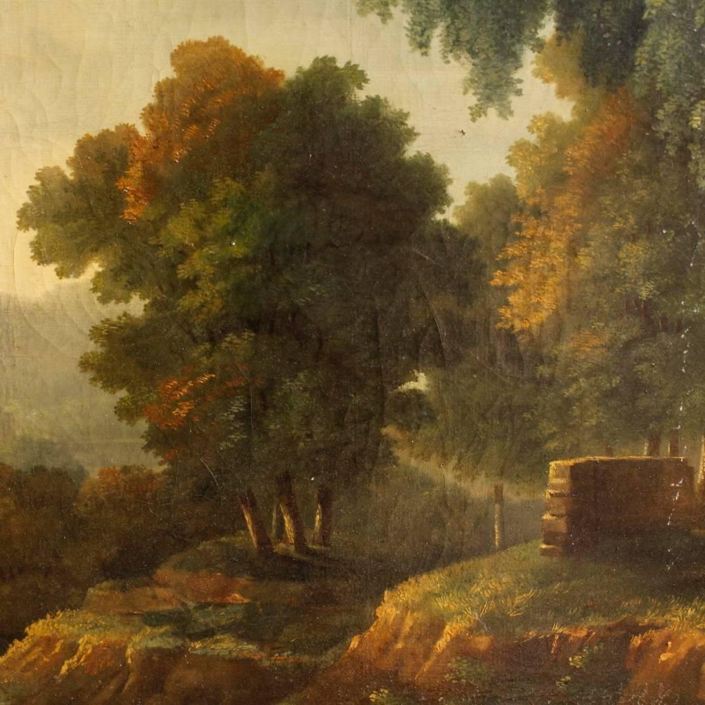 19th Century Painting Landscape with Architectures In Good Condition In Vicoforte, Piedmont