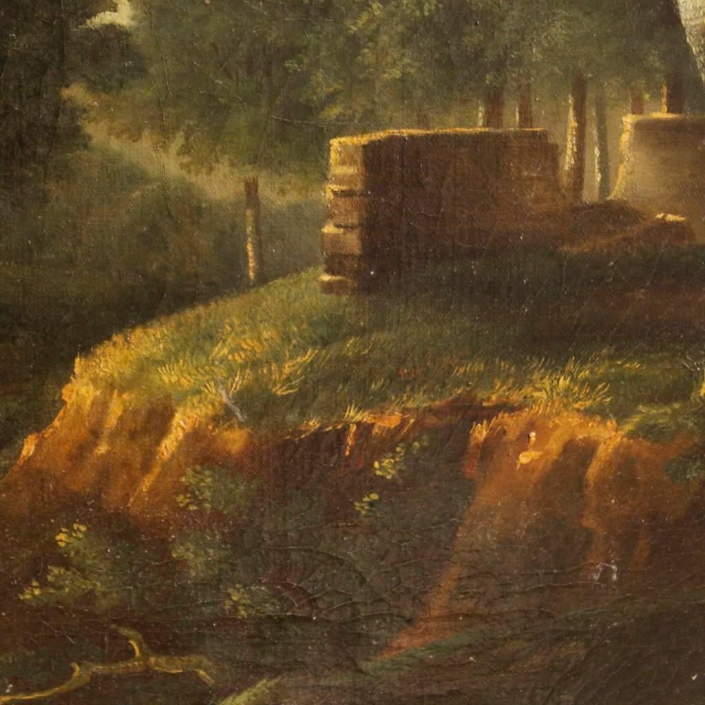 19th Century Painting Landscape with Architectures 1