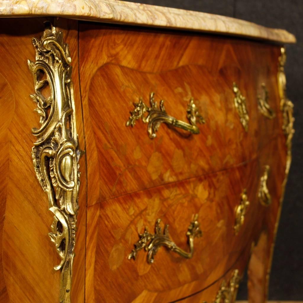 Gilt 20th Century French Inlaid Chest of Drawers