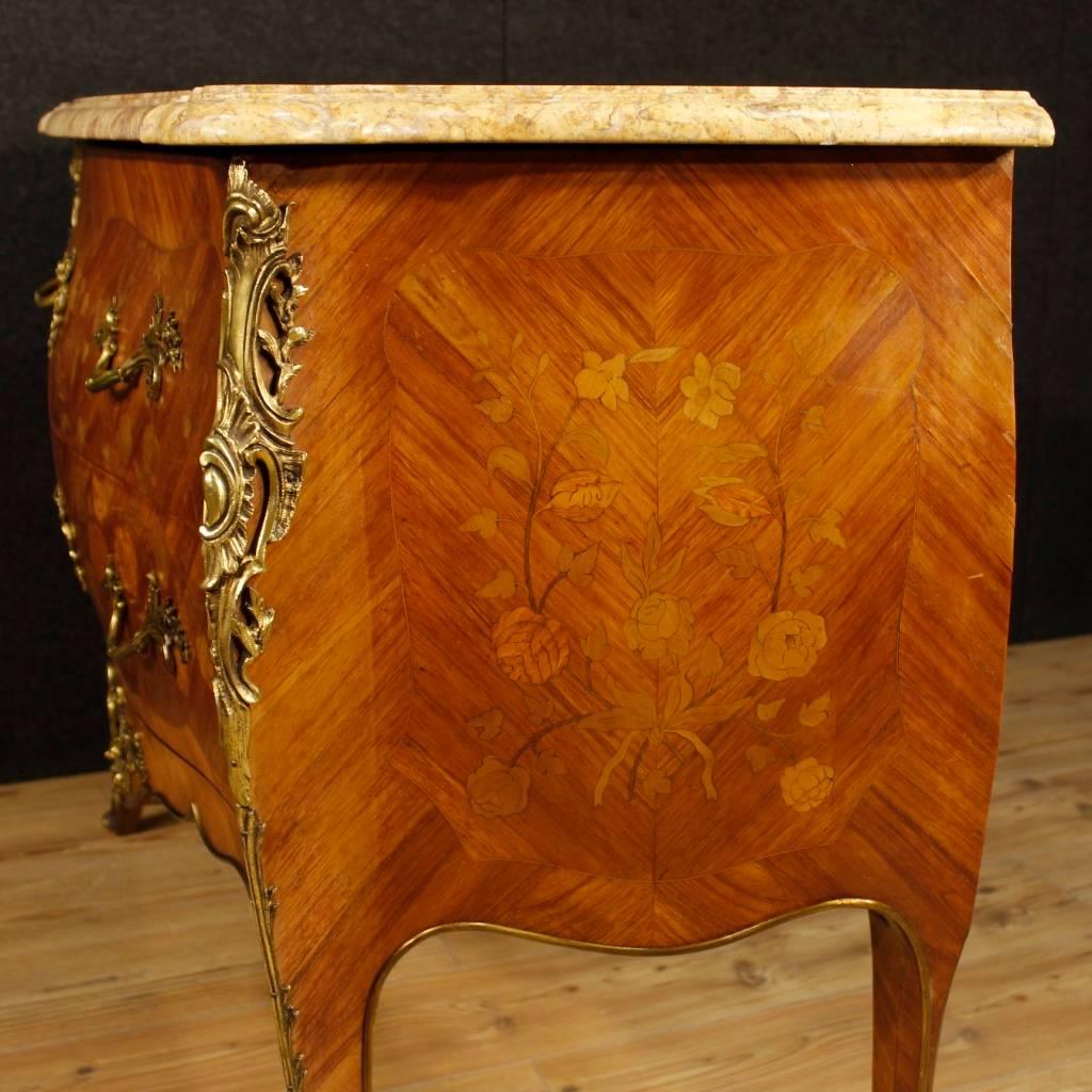Brass 20th Century French Inlaid Chest of Drawers