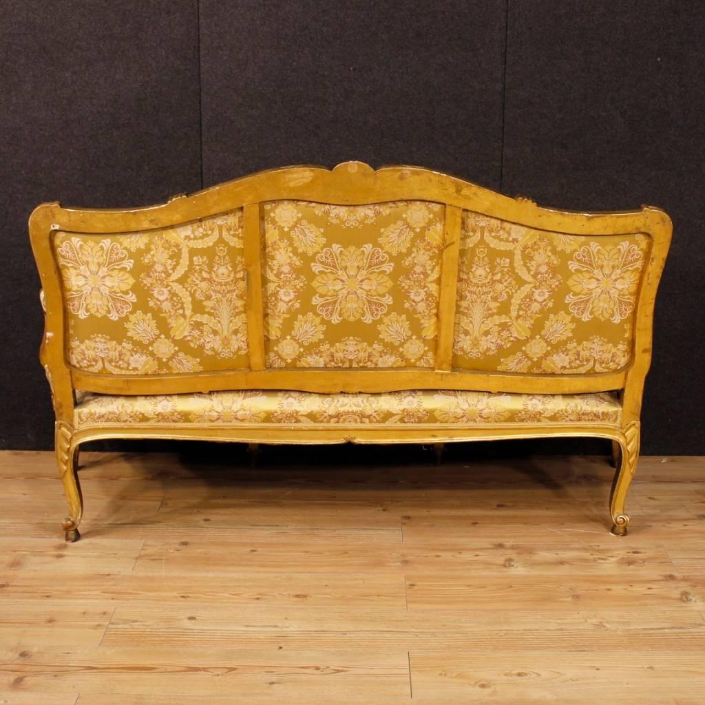 Fabric 19th Century French Sofa in Giltwood in Louis XV Style