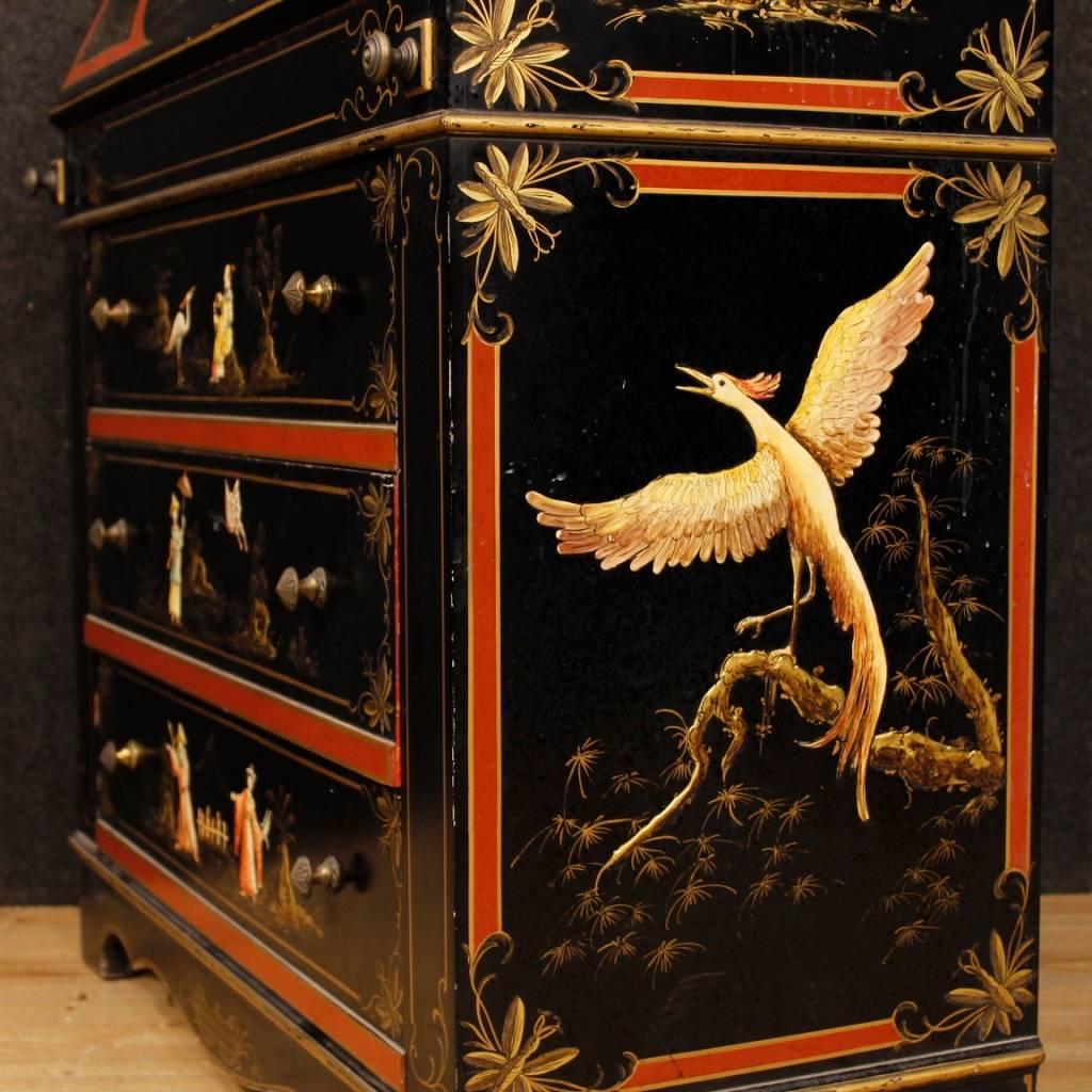 Venetian Lacquered Painted Chinoiserie Trumeau, 20th Century 1