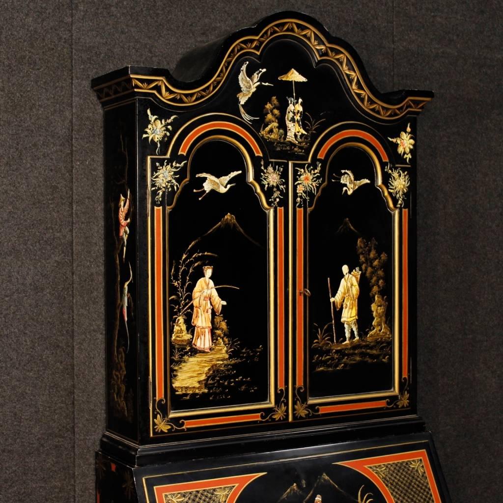 Italian Venetian Lacquered Painted Chinoiserie Trumeau, 20th Century