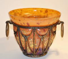 Daum and Majorelle Glass and Wrought Iron Vase