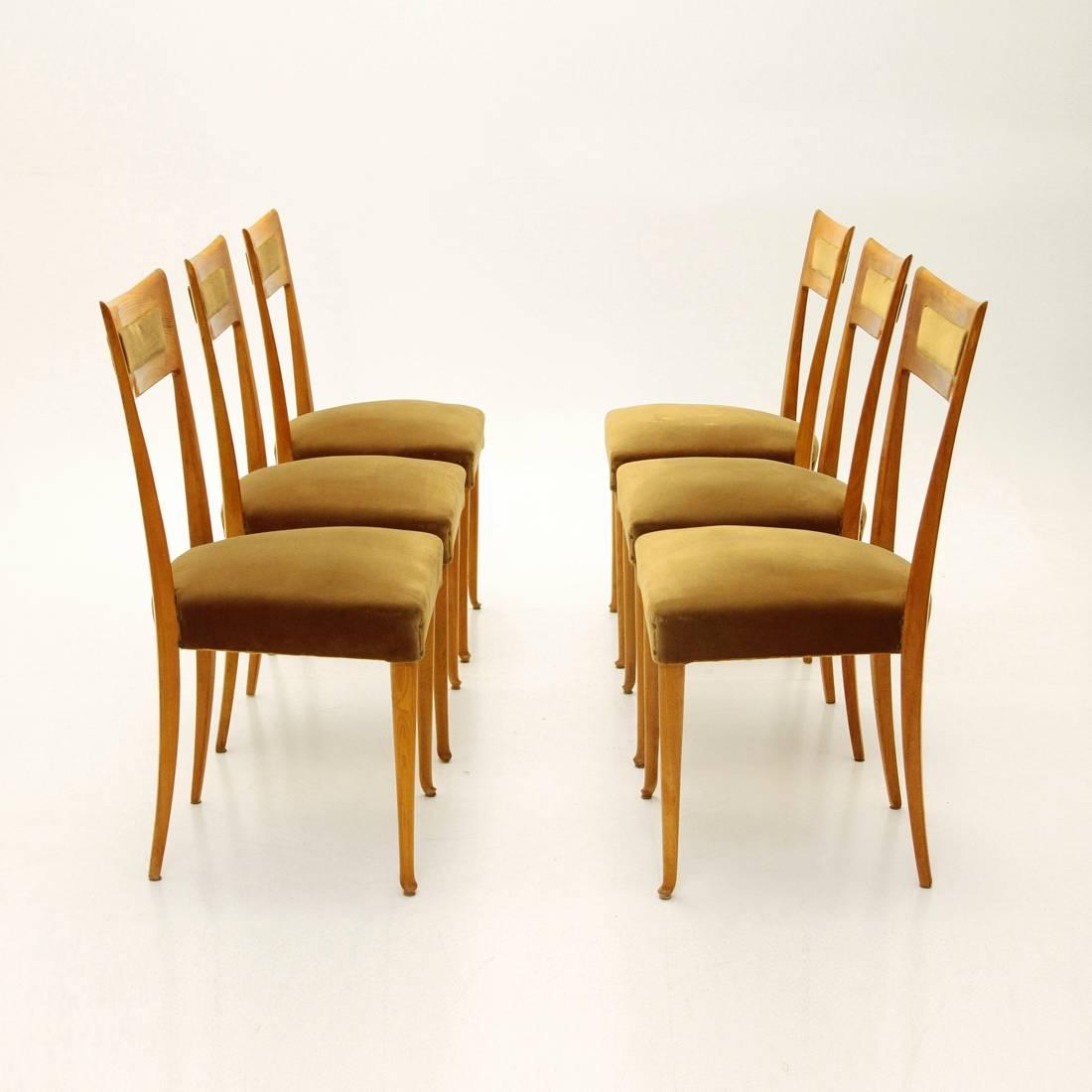 Italian Wooden Chairs, 1950s, Set of Six In Good Condition In Savona, IT