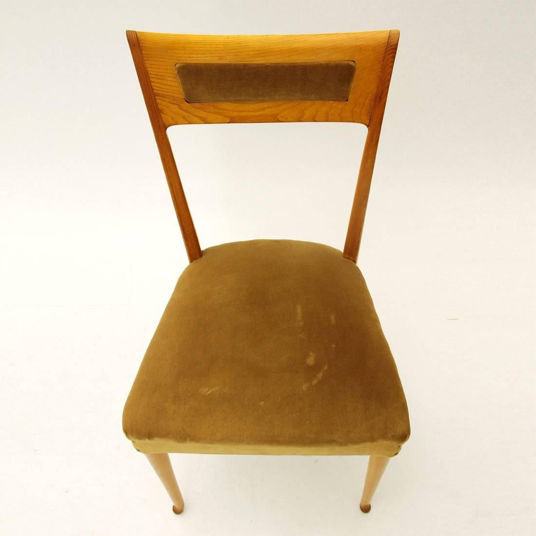 Italian Wooden Chairs, 1950s, Set of Six 1