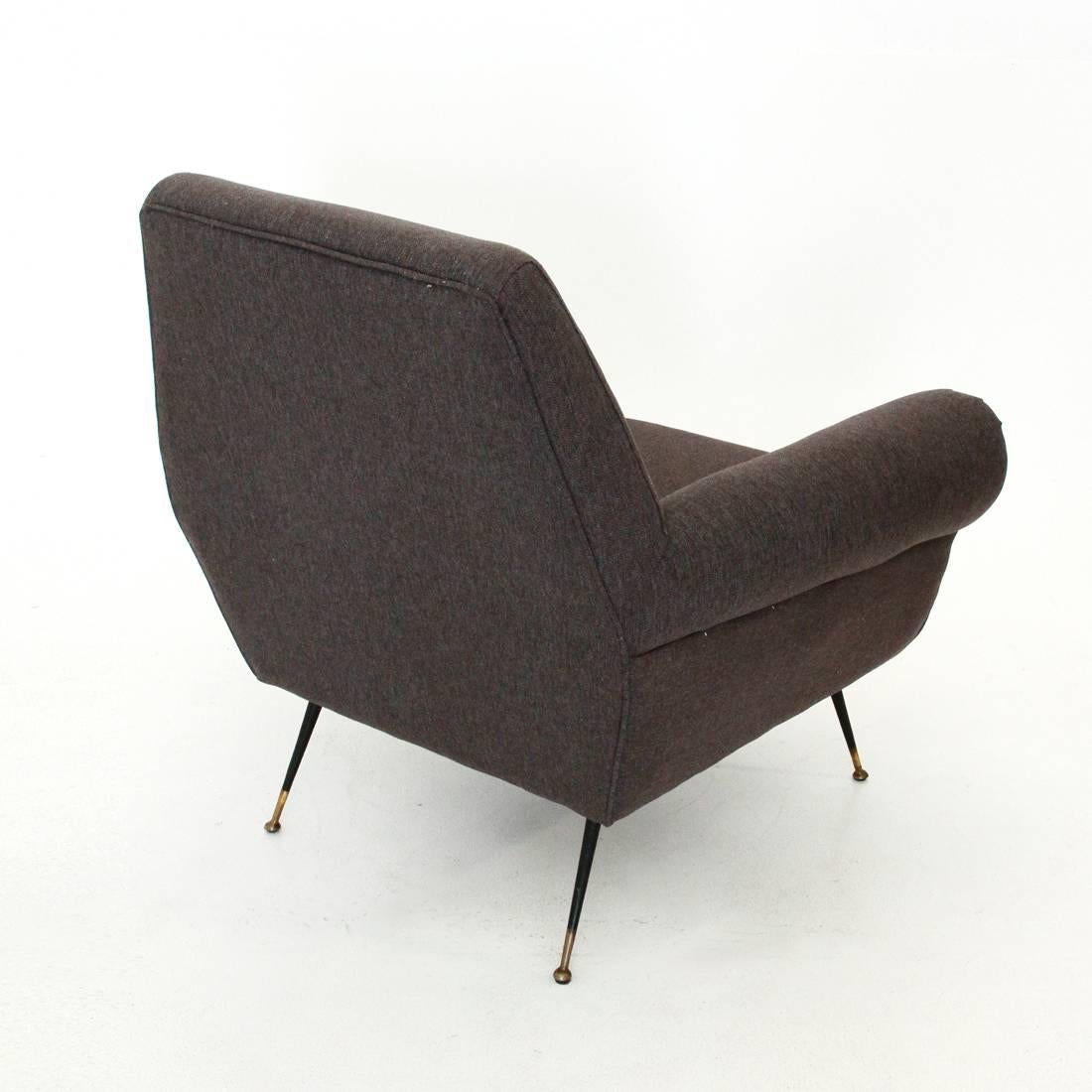 Mid-20th Century Italian Brown Armchair with Pointed Feet, 1950s