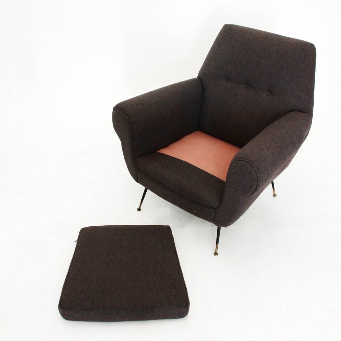 Italian Brown Armchair with Pointed Feet, 1950s 2