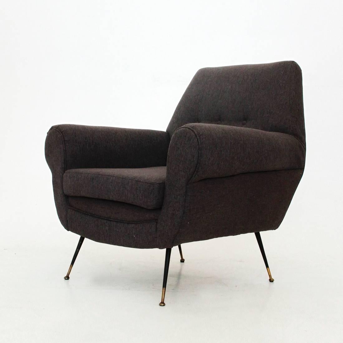 Italian Brown Armchair with Pointed Feet, 1950s In Excellent Condition In Savona, IT
