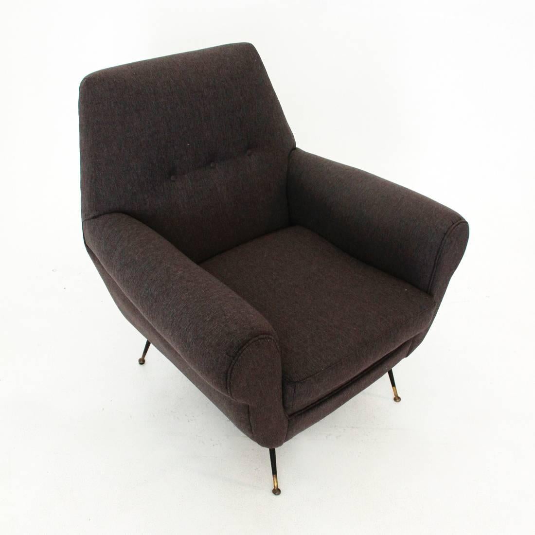 Italian Brown Armchair with Pointed Feet, 1950s 1
