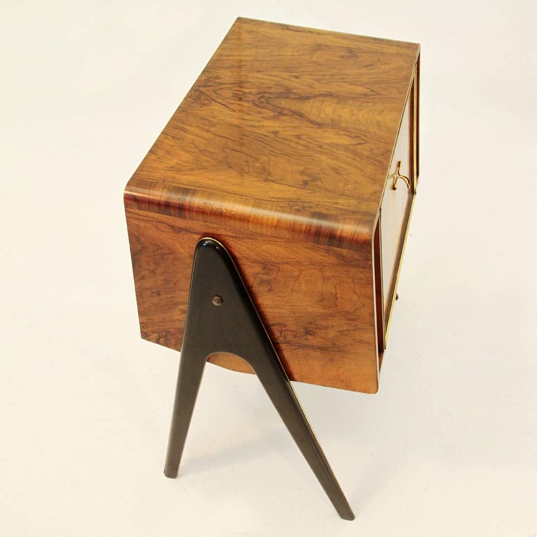 Veneer Italian Wood Cabinet with Turntable, 1940s