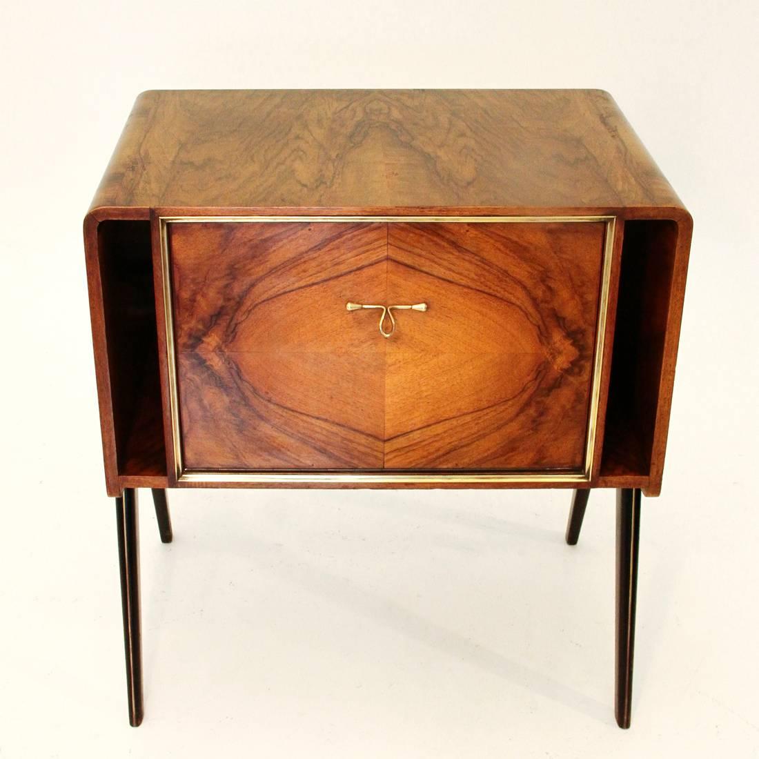 Mid-Century Modern Italian Wood Cabinet with Turntable, 1940s