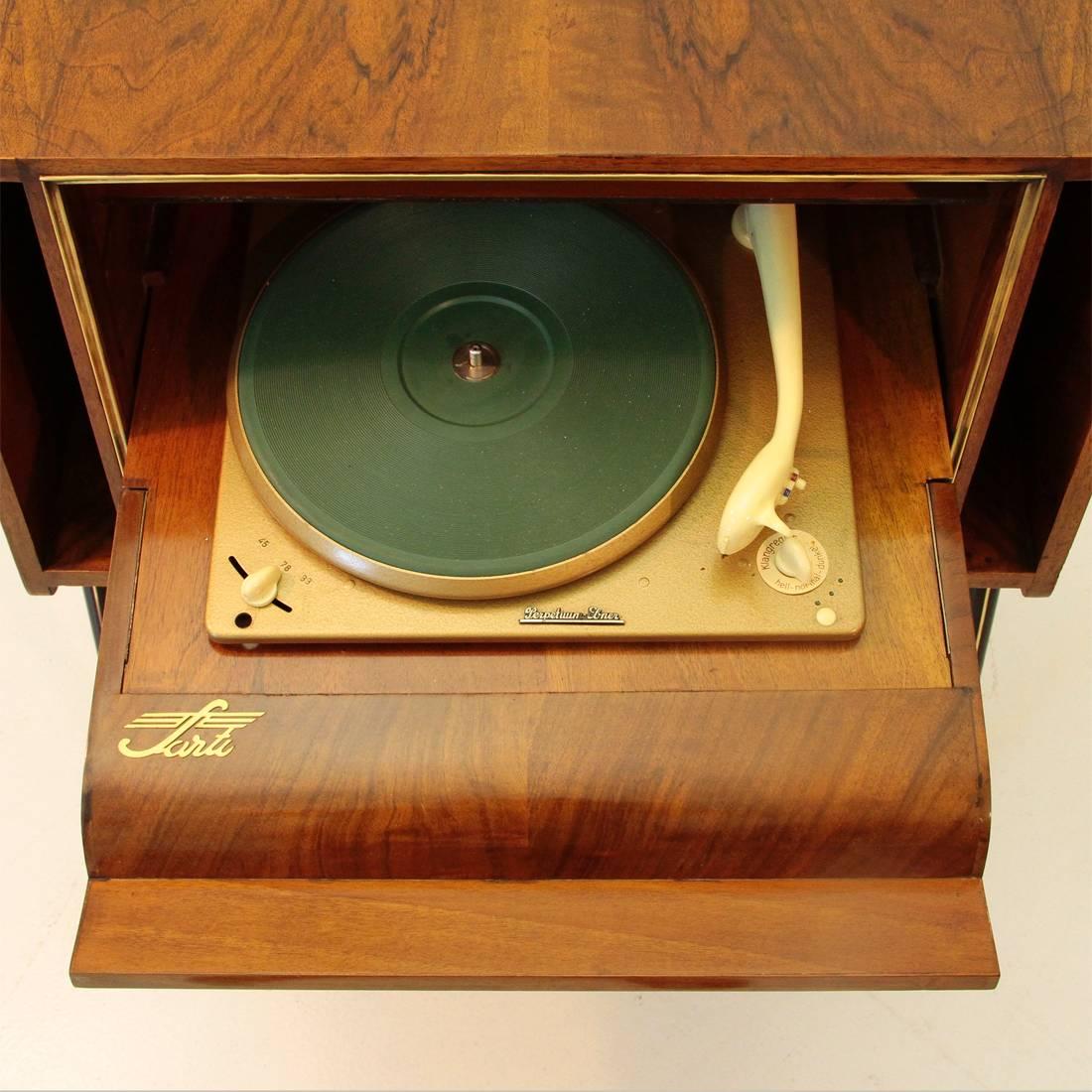 Mid-20th Century Italian Wood Cabinet with Turntable, 1940s