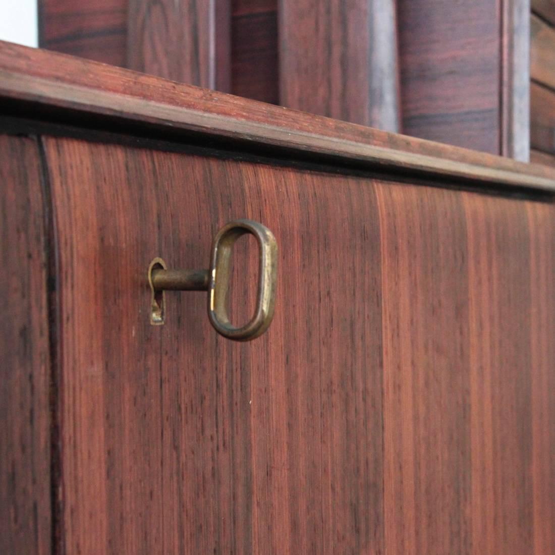 Brass Italian Rosewood Wall Unit from Galleria Mobili d'Arte Cantù, 1950s