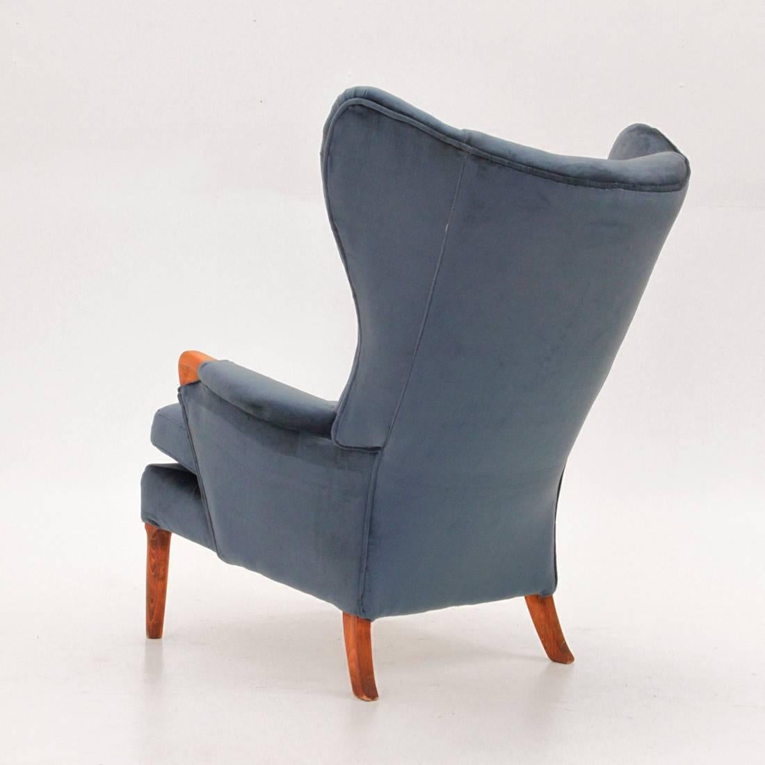 English Vintage Velvet Wingback Chair from Parker Knoll, 1960s