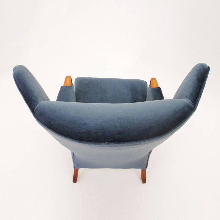 Vintage Velvet Wingback Chair from Parker Knoll, 1960s at 1stDibs