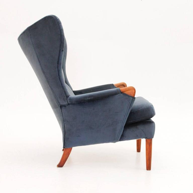 Vintage Velvet Wingback Chair from Parker Knoll, 1960s at 1stDibs