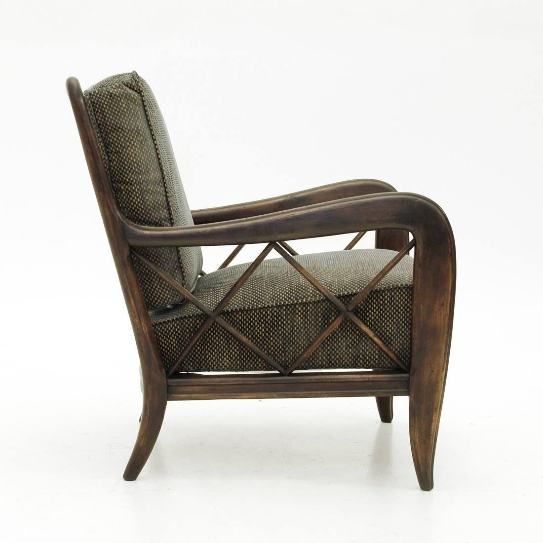 Italian Wooden Armchair by Paolo Buffa, 1940s In Excellent Condition In Savona, IT