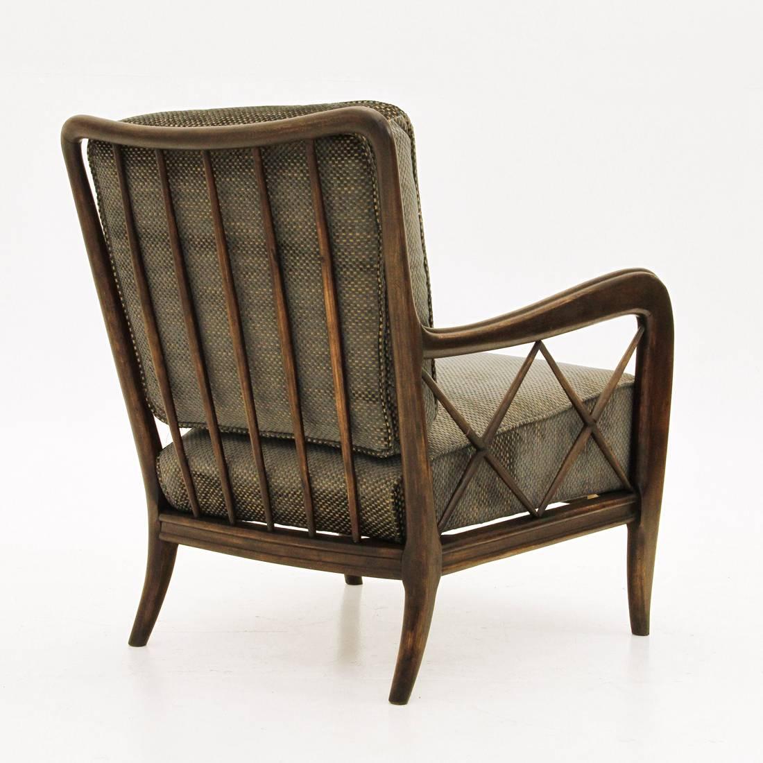 Velvet Italian Wooden Armchair by Paolo Buffa, 1940s