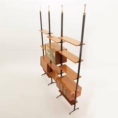 Italian Mid-Century Wall Unit and Shelves, 1950s
