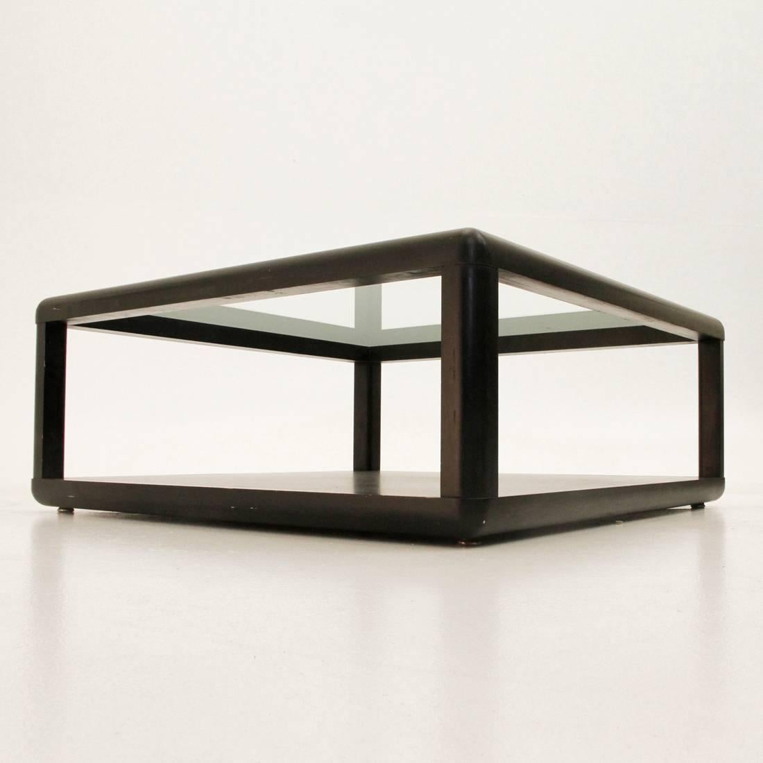 Italian wodden black square Model T114 Coffee Table by Centro Progetti Tecno, 1975