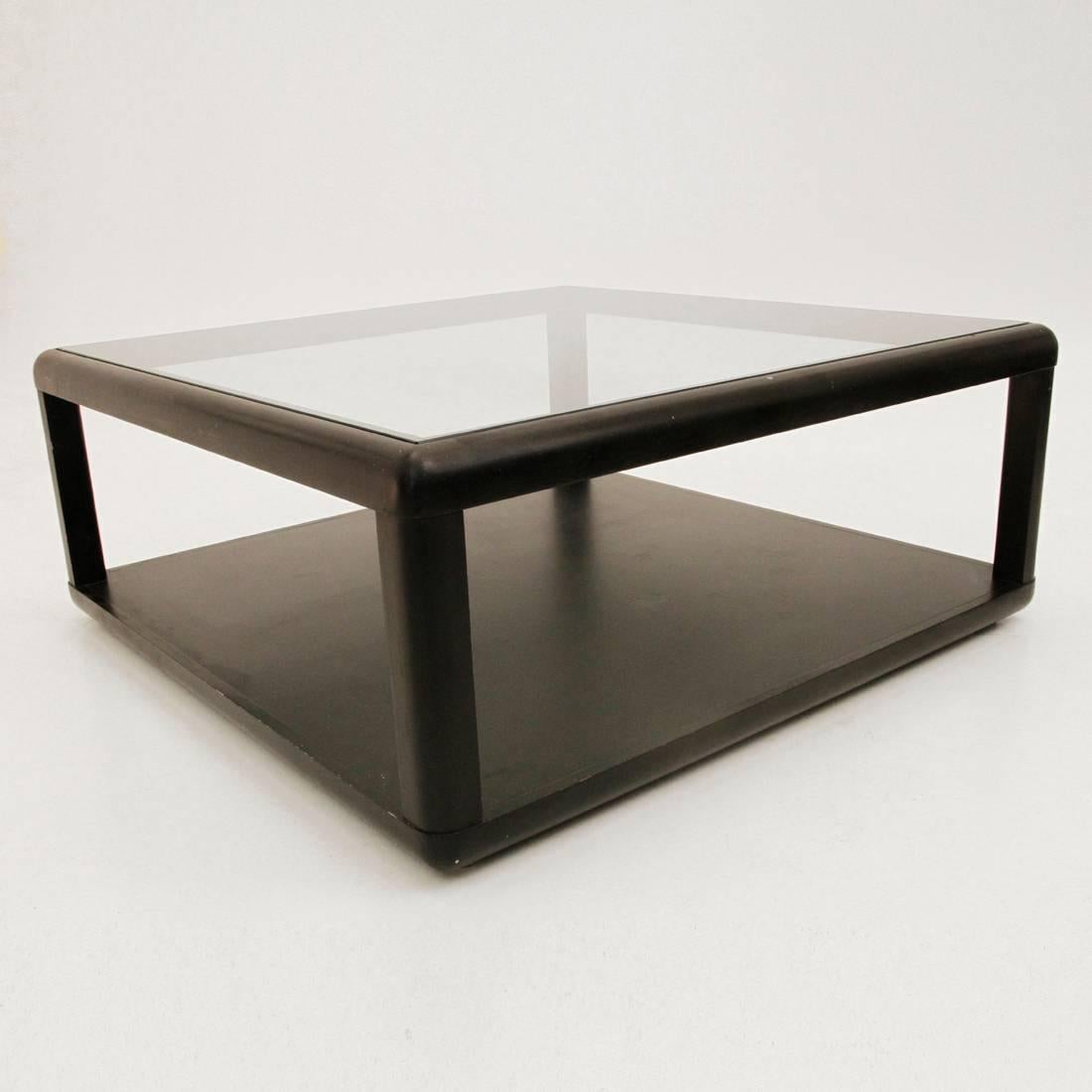 wodden black square Model T114 Coffee Table by Centro Progetti Tecno, 1975 In Good Condition In Savona, IT