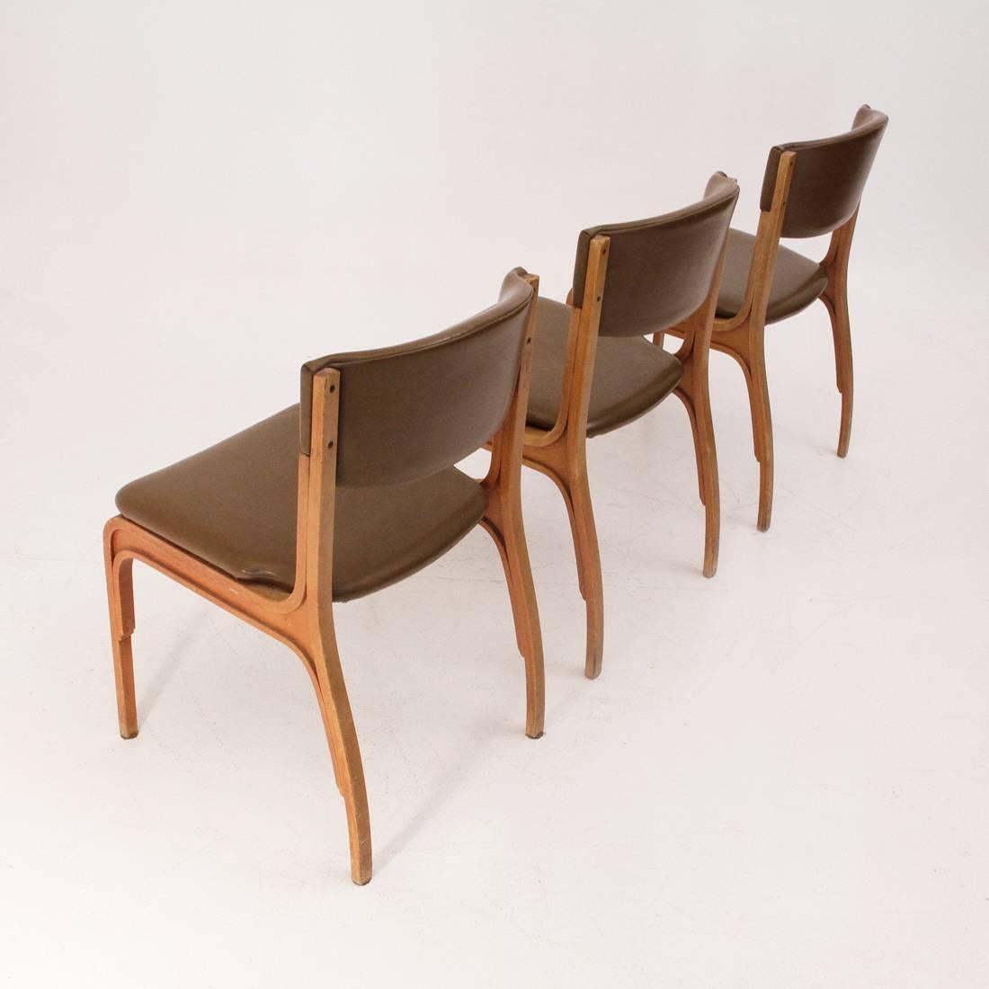 Mid-Century Modern Three 1960s Italian Dining Chair by Gianfranco Frattini for Cantieri Carugati