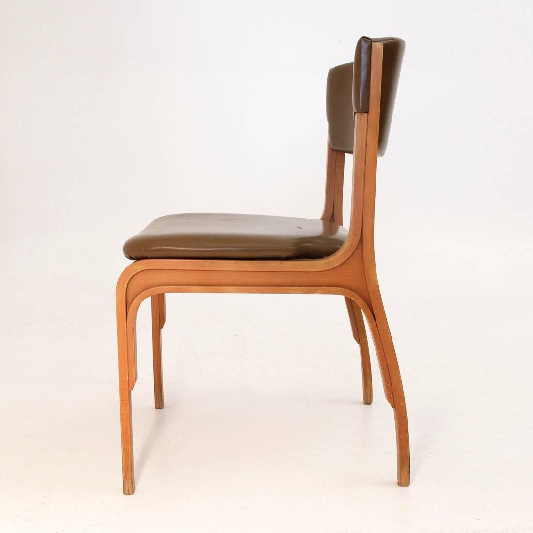 Faux Leather Three 1960s Italian Dining Chair by Gianfranco Frattini for Cantieri Carugati