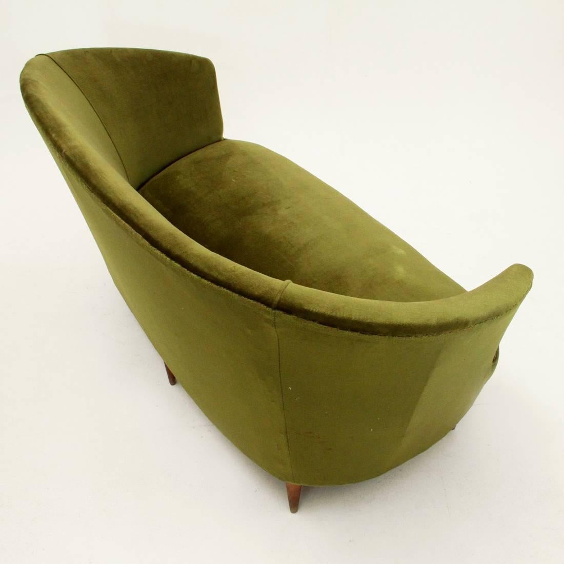 Mid-Century Modern Italian Midcentury Green Velvet Sofa