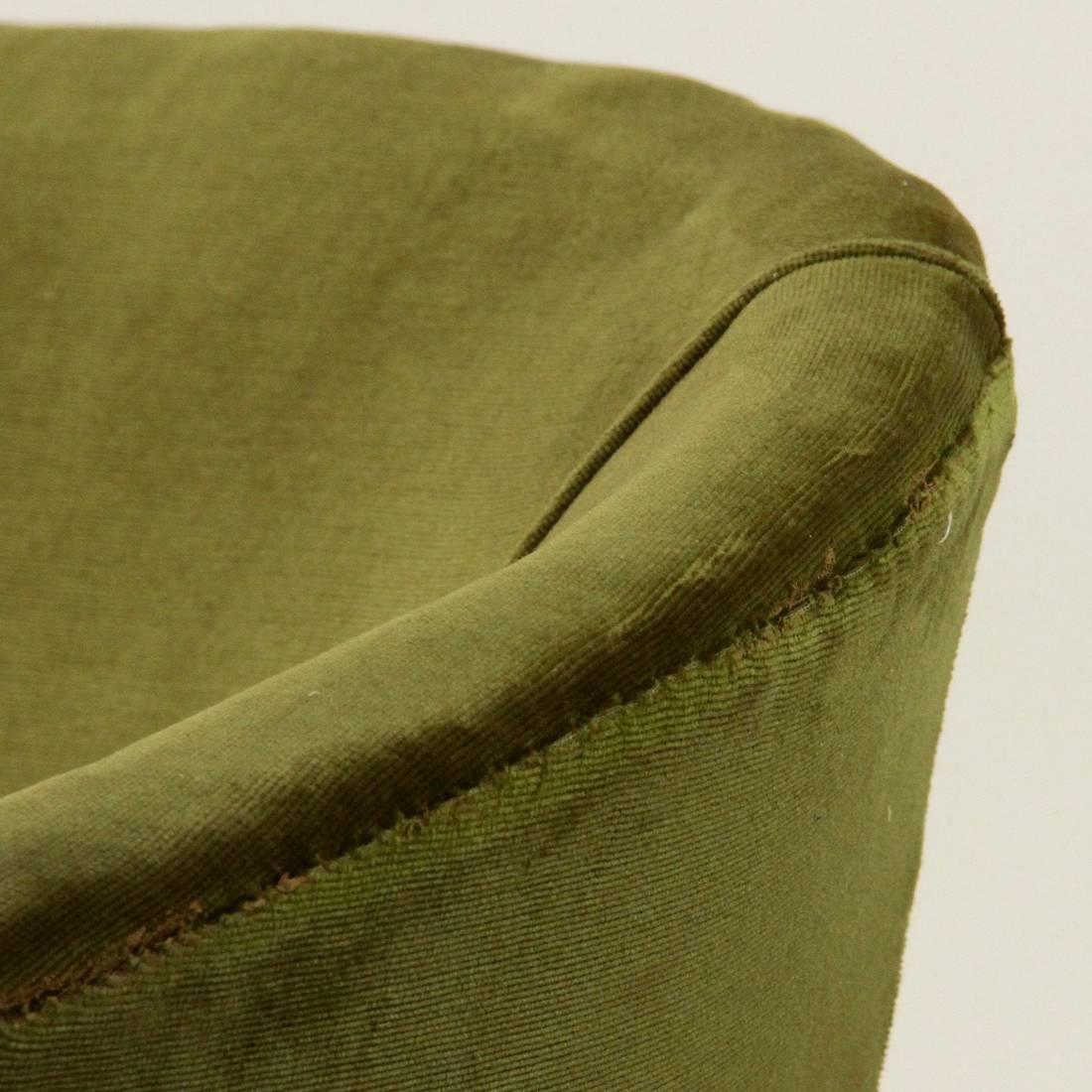 Italian Midcentury Green Velvet Sofa 2
