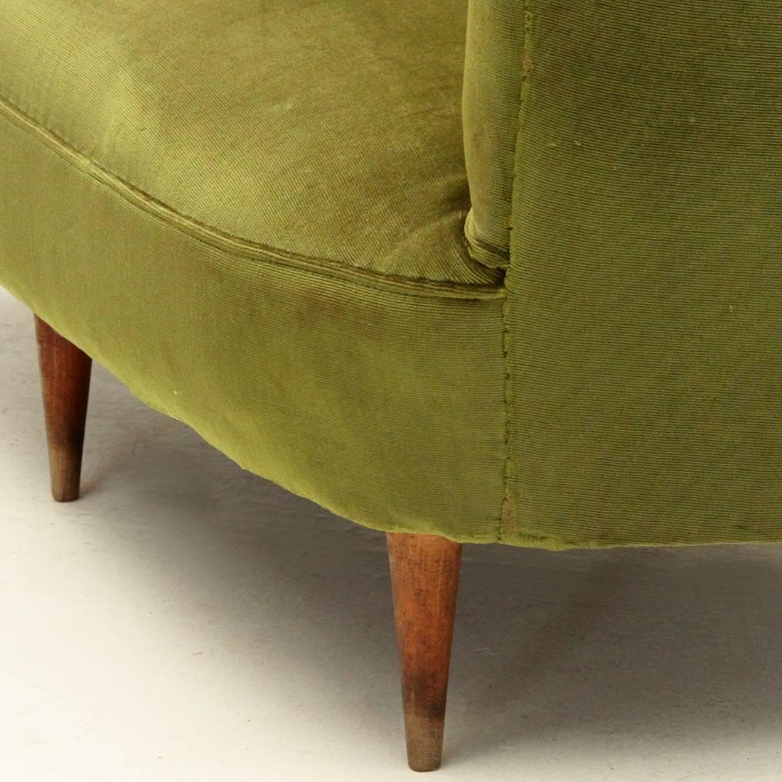 Italian Midcentury Green Velvet Sofa 5