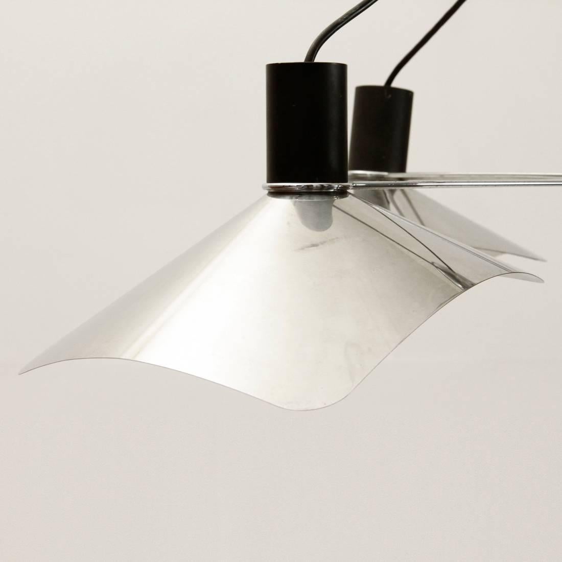 Steel Corolla Ceiling Light by Giovanni Grignani for Luci, 1970s