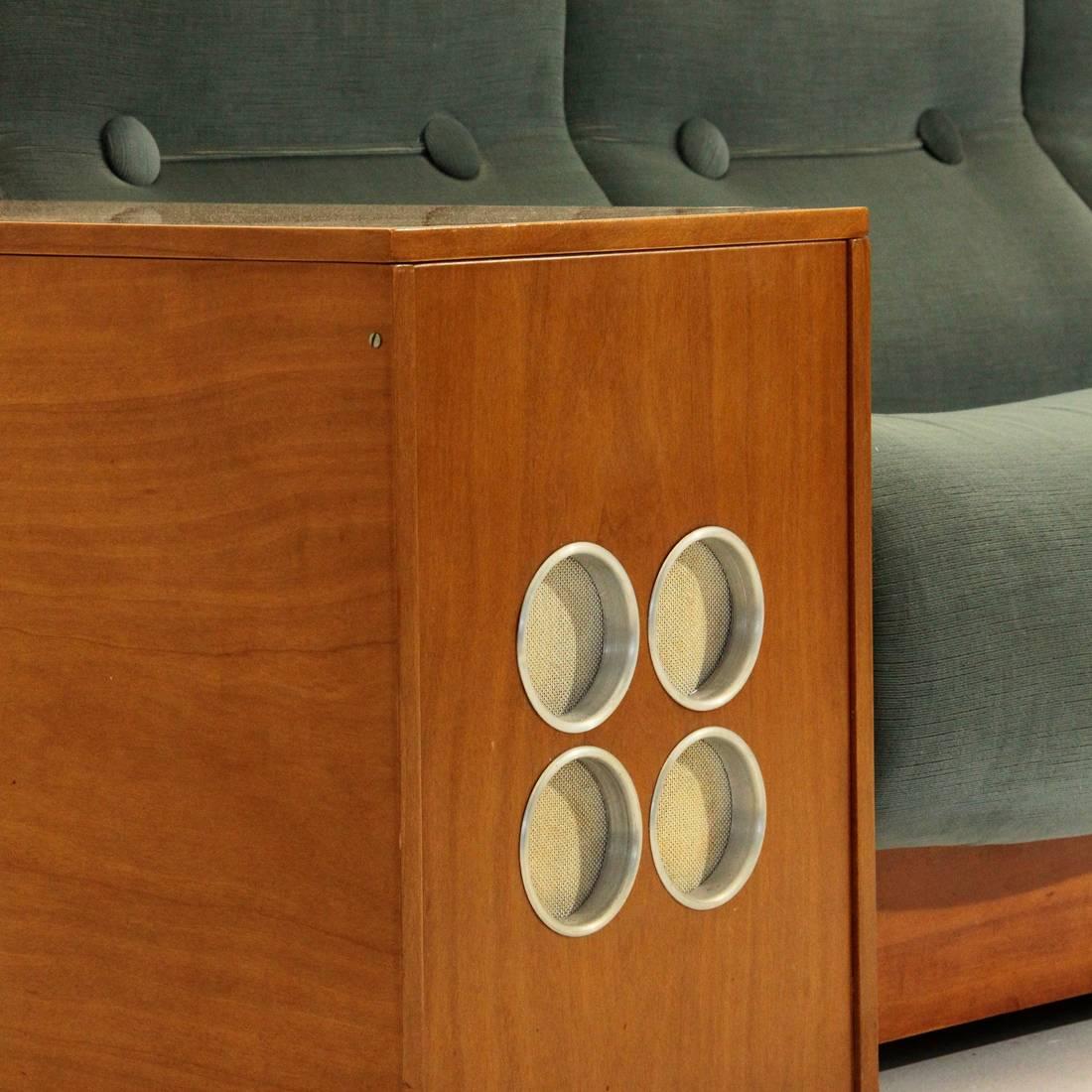 Late 20th Century Italian Mid-Century Modular Sofa with Bar Cabinet and Turntable Player Integrate