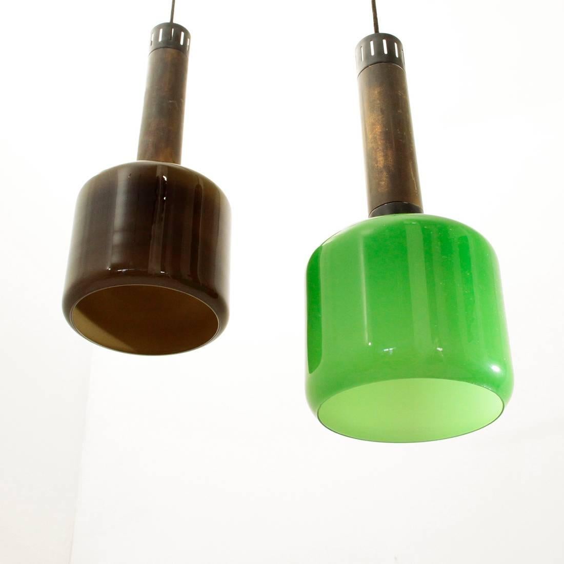 Metal Italian Pendant Lamps, 1950s, Set of Two