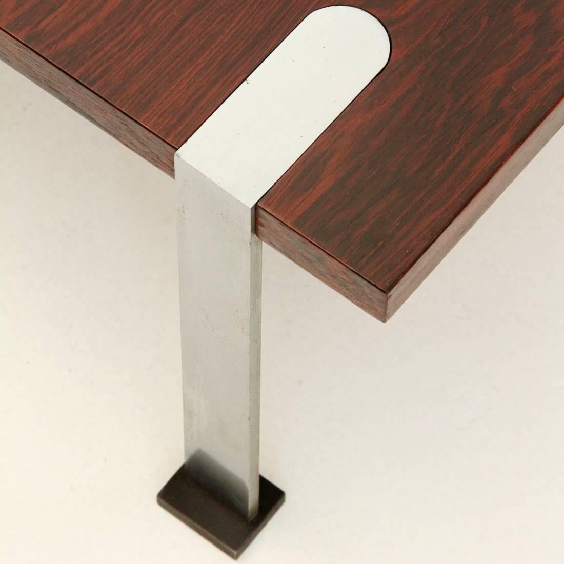 Wood Italian Square Coffee Table with Aluminium Legs