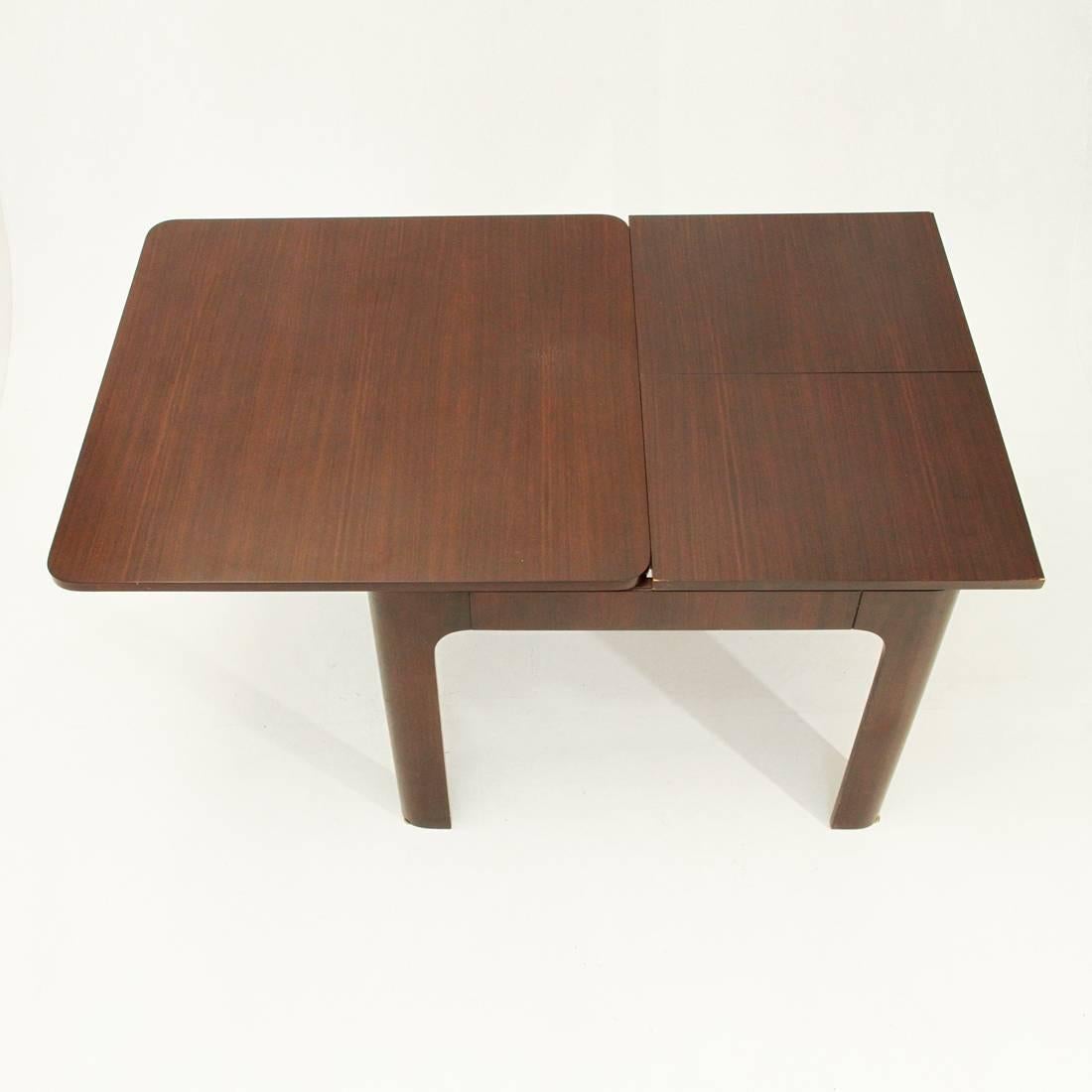 Mid-20th Century Italian Rosewood Square Extendible Dining Table